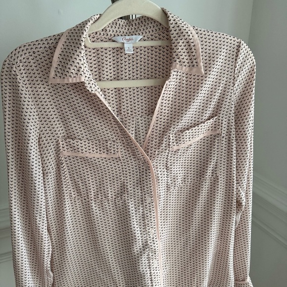 Candies Light Pink with Black Arrow Button Down Blouse size S - Picture 2 of 4